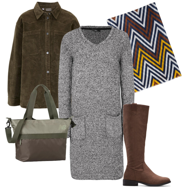 Outfit donna - Il coat in velluto. Stile Basic per Tutti i giorni. Abbinamento con stivali, blazer, vestiti, borse tote, sciarpe.