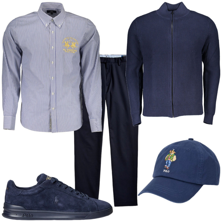 Outfit uomo - Total look #1986708. Stile Trendy per Tutti i giorni. Abbinamento con pantaloni chino, sneakers, cappelli, camicie, cardigans.