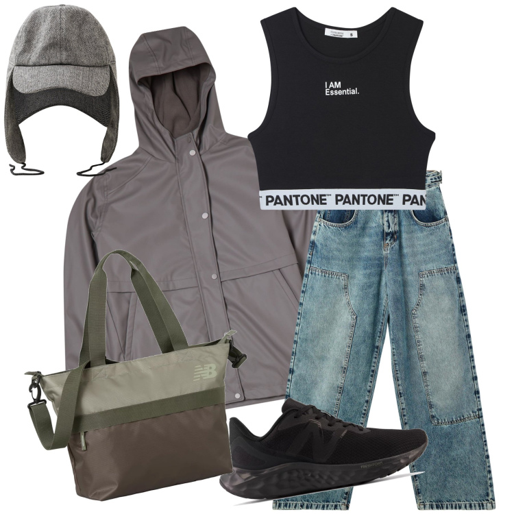 Outfit donna - Total look. Stile Casual chic per Tutti i giorni. Abbinamento con jeans, top, blazer, borse tote, sneakers, cappelli.