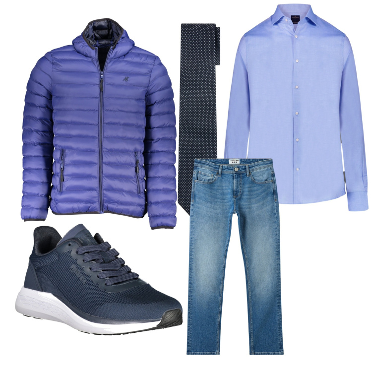 Outfit uomo - Casual e cravatta. Stile Casual per Ufficio. Abbinamento con jeans, camicie, cravatte, giacche, sneakers.