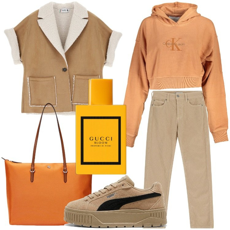 Outfit donna - I colori dell’autunno - @marystyle. Stile Casual per Tutti i giorni. Abbinamento con profumi, blazer, pantaloni, borse tote, sneakers, felpe con cappuccio.
