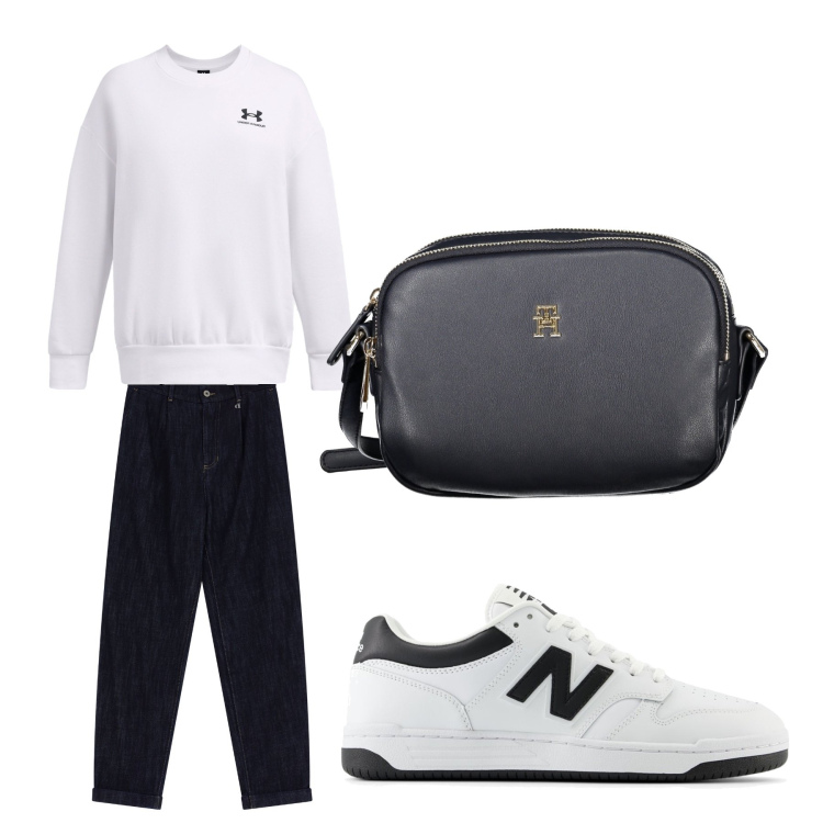 Outfit donna - Aperitivo. Stile Trendy per Tutti i giorni. Abbinamento con sneakers, pantaloni chino, felpe, borse a tracolla.