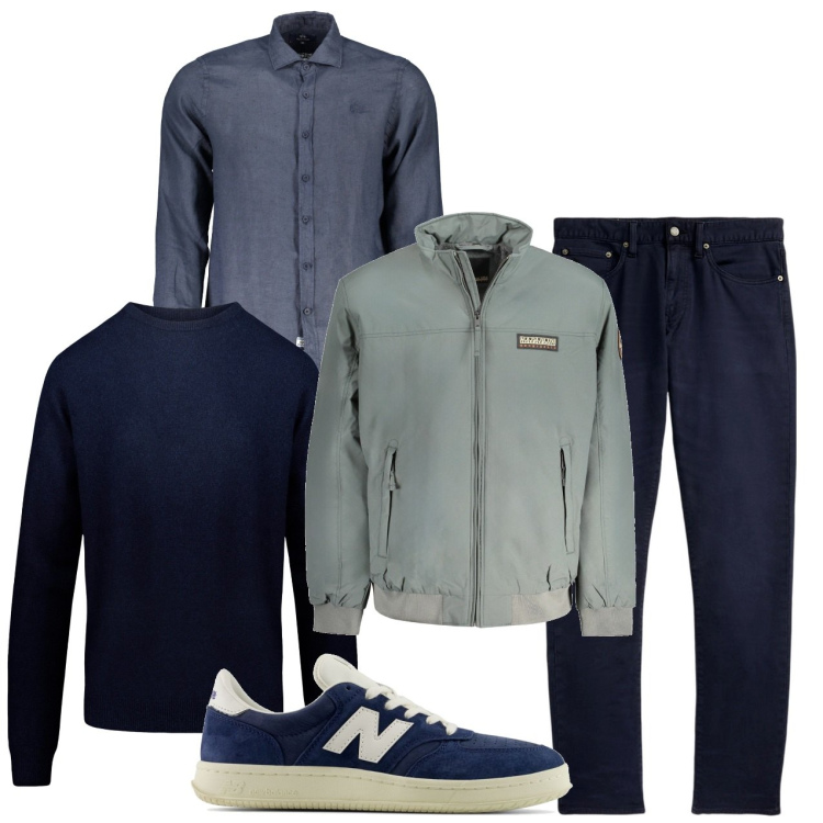 Outfit uomo - In giro senza fronzoli. Stile Casual per Tutti i giorni. Abbinamento con sneakers, pantaloni chino, maglieria, giacche, camicie.