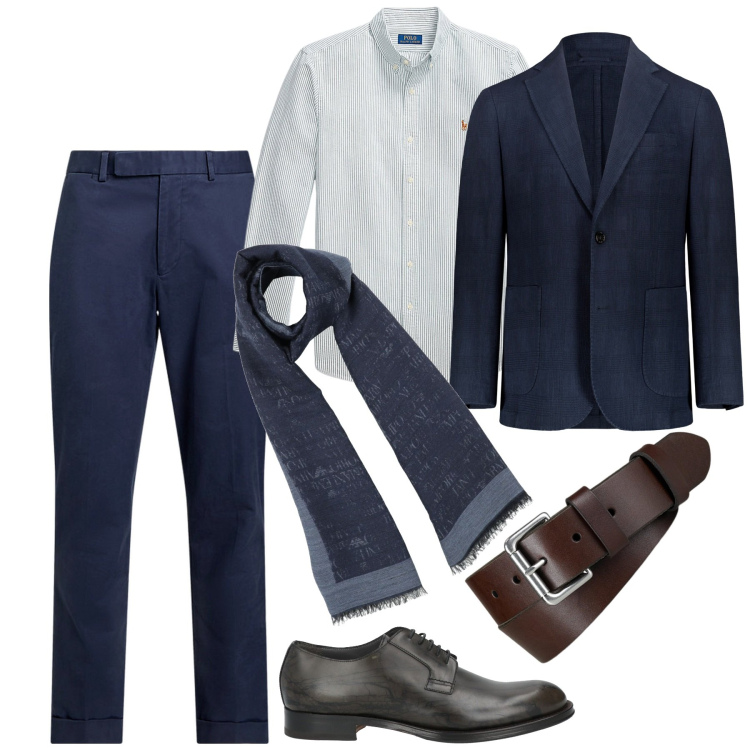 Outfit uomo - Quiet luxury evening. Stile Business/Elegante per Serata speciale. Abbinamento con scarpe stringate, sciarpe, camicie, cinture, pantaloni chino, giacche.