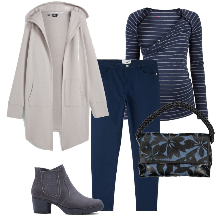 Outfit donna - La t-shirt a righe. Stile Casual chic per Tutti i giorni. Abbinamento con blazer, stivaletti, maglieria, pantaloni, borse a spalla.