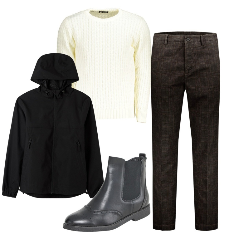 Outfit uomo - Il giaccone pesante. Stile Urban per Tutti i giorni. Abbinamento con giacche, stivali e stivaletti, maglieria, pantaloni.
