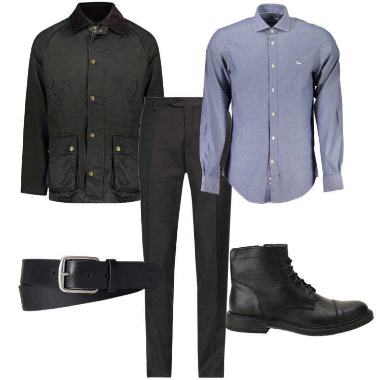 Outfit uomo - Elegante di sera. Stile Business/Elegante per Serata speciale. Abbinamento con pantaloni, stivali e stivaletti, cinture, giacche, camicie.