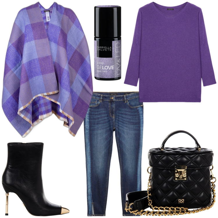 Outfit donna - Sono glamour. Stile Glamour per Tutti i giorni. Abbinamento con smalti, borse a mano, stivaletti, cappe, maglieria, jeans slim fit.