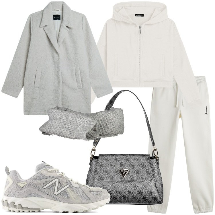 Outfit donna - Stile athleisure, ma con un tocco trendy. Stile Trendy per Tutti i giorni. Abbinamento con sneakers, cappotti, felpe con cappuccio, pantaloni sportivi, borse a spalla, sciarpe.