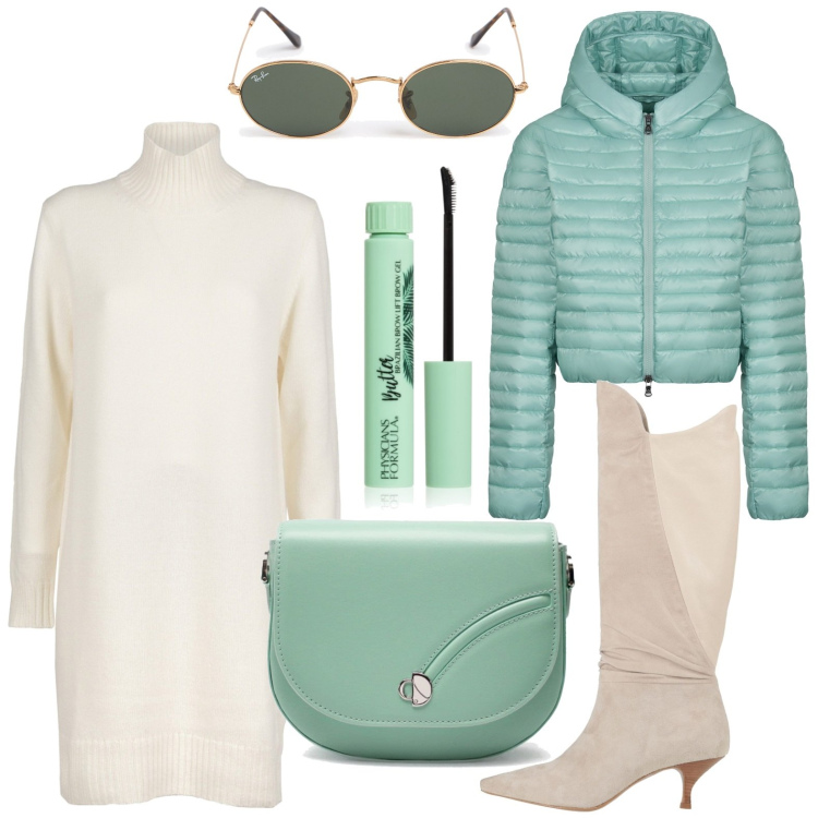 Outfit donna - Gli stivali Manila grace. Stile Glamour per Ufficio. Abbinamento con stivali, mascara, piumini, occhiali da sole, vestiti, borse a tracolla.