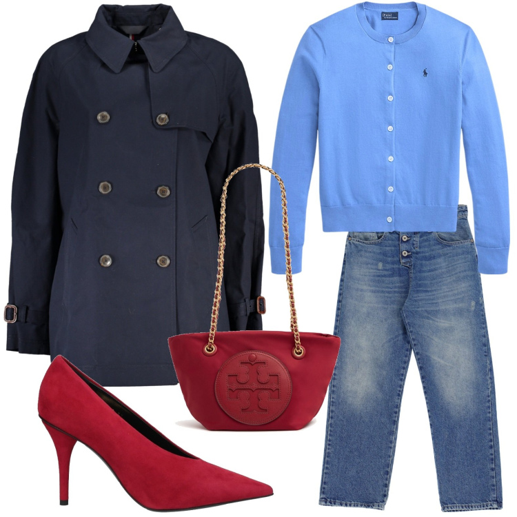 Outfit donna - La piccola borsa a tracolla. Stile Bon Ton per Ufficio. Abbinamento con décolleté, jeans dritti, cardigans, trench, borse a tracolla.