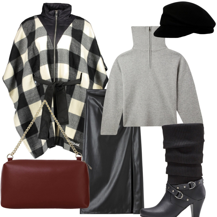 Outfit donna - La borsa burgundy. Stile Chic per Ufficio. Abbinamento con stivali, gonne longuette, maglieria, borse a tracolla, cappotti, berretti.