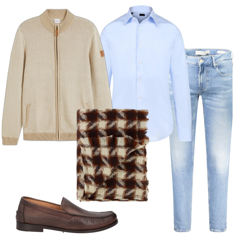 Outfit uomo - Jeans per il tempo libero. Stile Casual per Tutti i giorni. Abbinamento con scarpe stringate, cardigans, sciarpe, camicie, jeans skinny.