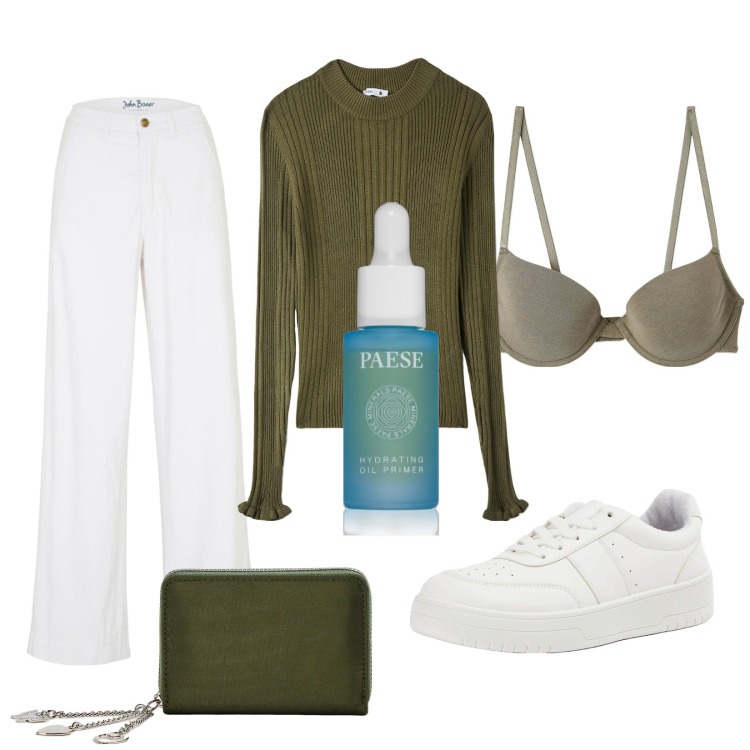 Outfit donna - Total look #1987803. Stile Casual per Tutti i giorni. Abbinamento con jeans, primer, maglieria, sneakers, portafogli, reggiseni.