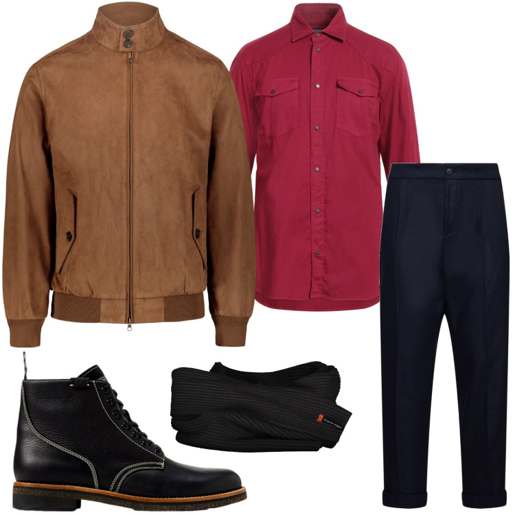 Outfit uomo - Be free. Stile Trendy per Ufficio. Abbinamento con camicie, stivali, giacche, pantaloni, sciarpe.