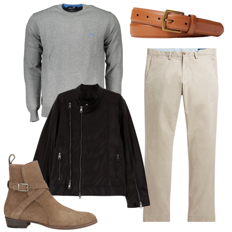 Outfit uomo - I pantaloni chiari. Stile Trendy per Tutti i giorni. Abbinamento con stivali e stivaletti, giacche, pantaloni, cinture, maglieria.