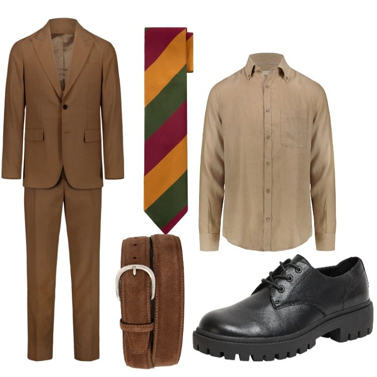 Outfit uomo - Eleganza. Stile Business/Elegante per Ufficio. Abbinamento con scarpe stringate, cinture, abiti, camicie, cravatte.