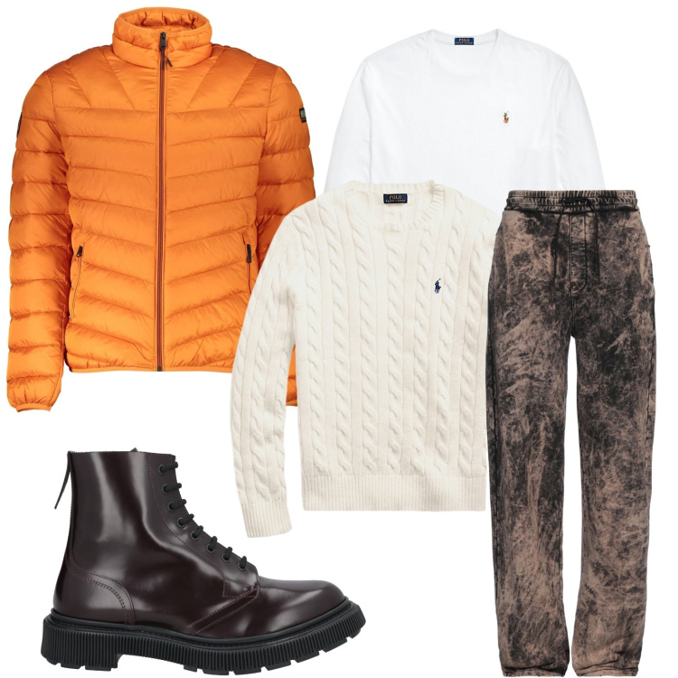 Outfit uomo - Il pantalone comfort. Stile Casual per Tutti i giorni. Abbinamento con anfibi, pantaloni, t-shirt, maglieria, giacche.