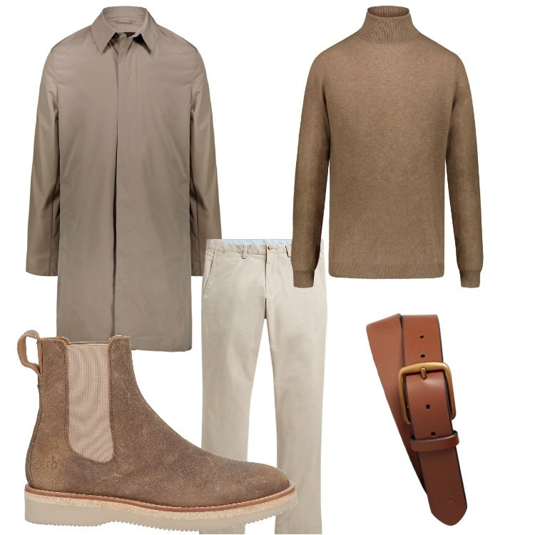 Outfit uomo - Il trench. Stile Casual per Tutti i giorni. Abbinamento con stivali e stivaletti, pantaloni, cinture, maglieria, giacche.