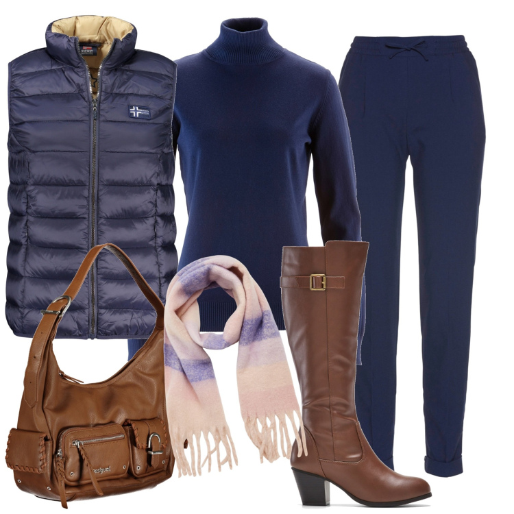 Outfit donna - Lupetto & stivali. Stile Casual chic per Tutti i giorni. Abbinamento con maglieria, stivali, pantaloni, sciarpe, borse a spalla, blazer.