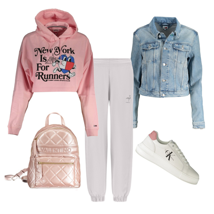 Outfit donna - Total look #1988241. Stile Sporty chic per Tutti i giorni. Abbinamento con pantaloni, sneakers, blazer, felpe con cappuccio, zaini.