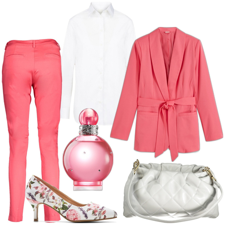 Outfit donna - Total look #1988273. Stile Chic per Ufficio. Abbinamento con blazer, décolleté, profumi, pantaloni, borse a spalla, camicie.