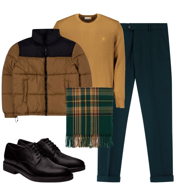 Outfit uomo - City. Stile Urban per Tutti i giorni. Abbinamento con giacche, pantaloni, sciarpe, scarpe stringate, maglieria.
