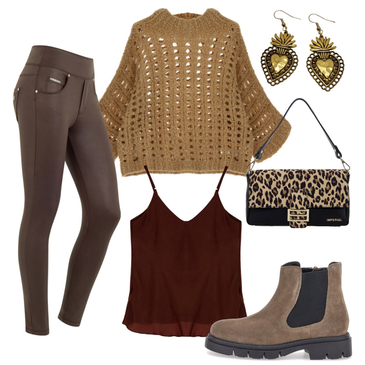 Outfit donna - Chunky Knit Pullover. Stile Urban per Tutti i giorni. Abbinamento con borse a spalla, jeans skinny, pullovers, canottiere, stivaletti, orecchini.