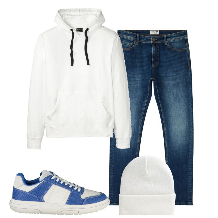 Outfit uomo - Ottobre. Stile Casual per Tutti i giorni. Abbinamento con felpe con cappuccio, jeans skinny, berretti, sneakers.