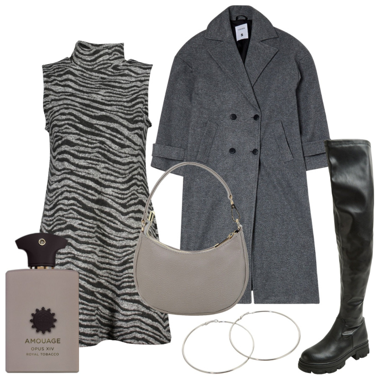 Outfit donna - Cuissard. Stile Chic per Ufficio. Abbinamento con profumi, stivali, cappotti, orecchini, borse a spalla, vestiti corti.