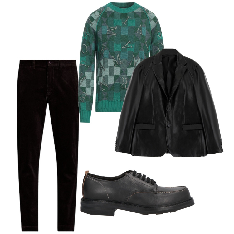 Outfit uomo - Ottobre. Stile Trendy per Tutti i giorni. Abbinamento con pullovers, scarpe stringate, giacche, pantaloni.