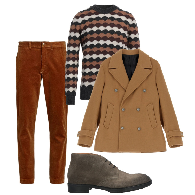 Outfit uomo - Scacchi ruggine. Stile Trendy per Tutti i giorni. Abbinamento con pullovers, stivali e stivaletti, giacche, pantaloni.