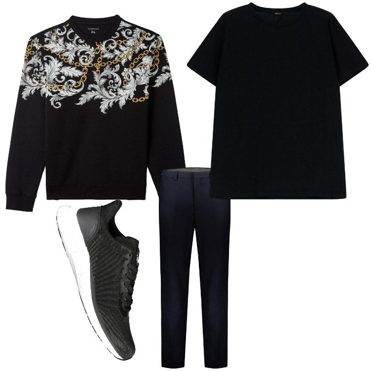 Outfit uomo - Ricami. Stile Casual per Tutti i giorni. Abbinamento con t-shirt, pantaloni, felpe, sneakers.