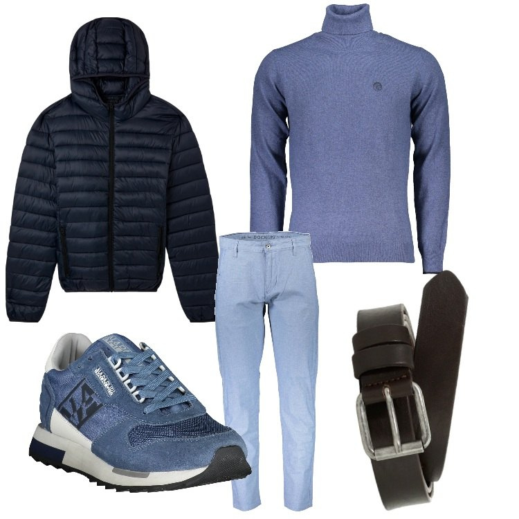Outfit uomo - Mister melange. Stile Casual per Tutti i giorni. Abbinamento con cinture, giacche, maglieria, sneakers, pantaloni.