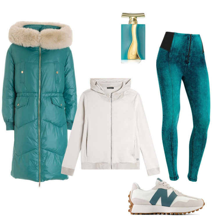 Outfit donna - Sportiva e trendy. Stile Sporty chic per Tutti i giorni. Abbinamento con profumi, sneakers, blazer, jeggings, felpe con cappuccio.