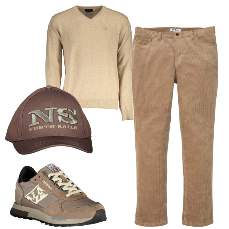 Outfit uomo - Total look #1988795. Stile Urban per Tutti i giorni. Abbinamento con pantaloni, maglieria, cappelli con visiera, sneakers.