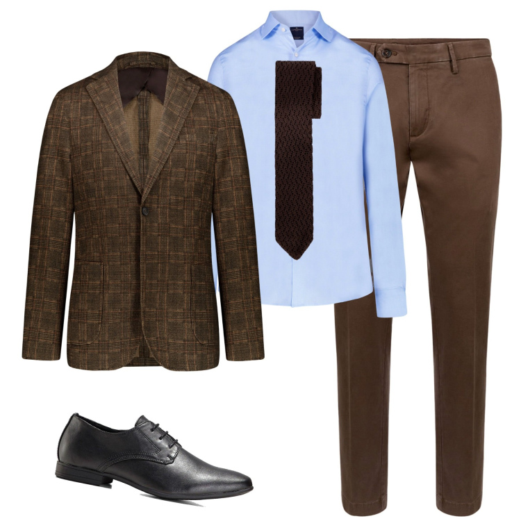 Outfit uomo - Total look #1988802. Stile Trendy per Tutti i giorni. Abbinamento con scarpe stringate, giacche, camicie, pantaloni chino, cravatte.