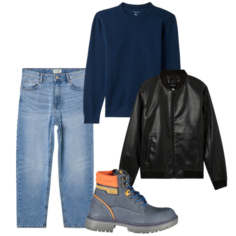 Outfit uomo - Biker man. Stile Urban per Tutti i giorni. Abbinamento con bomber, jeans, felpe, stivali.