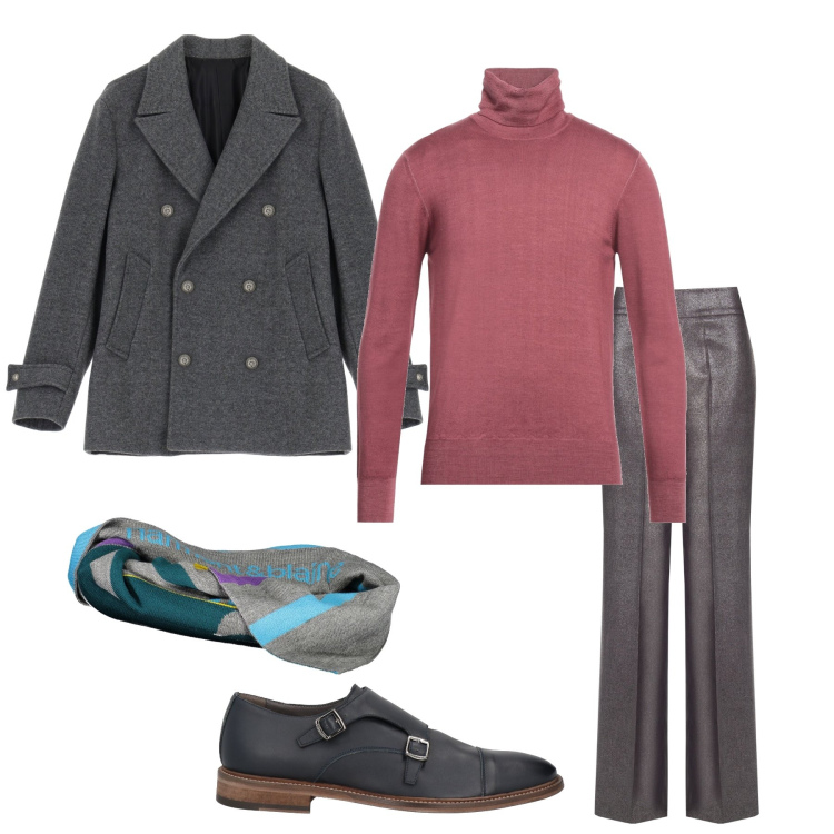 Outfit uomo - Total look #1989062. Stile Urban per Tutti i giorni. Abbinamento con giacche, pantaloni, maglieria, scarpe stringate, sciarpe.
