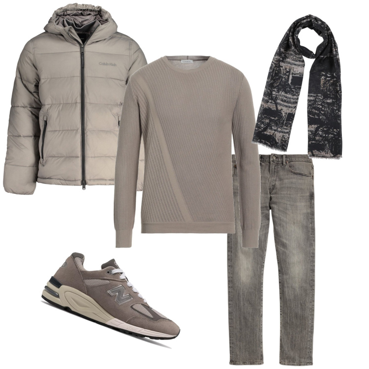 Outfit uomo - Total look #1989069. Stile Casual per Tutti i giorni. Abbinamento con sneakers, jeans, pullovers, sciarpe, giacche.