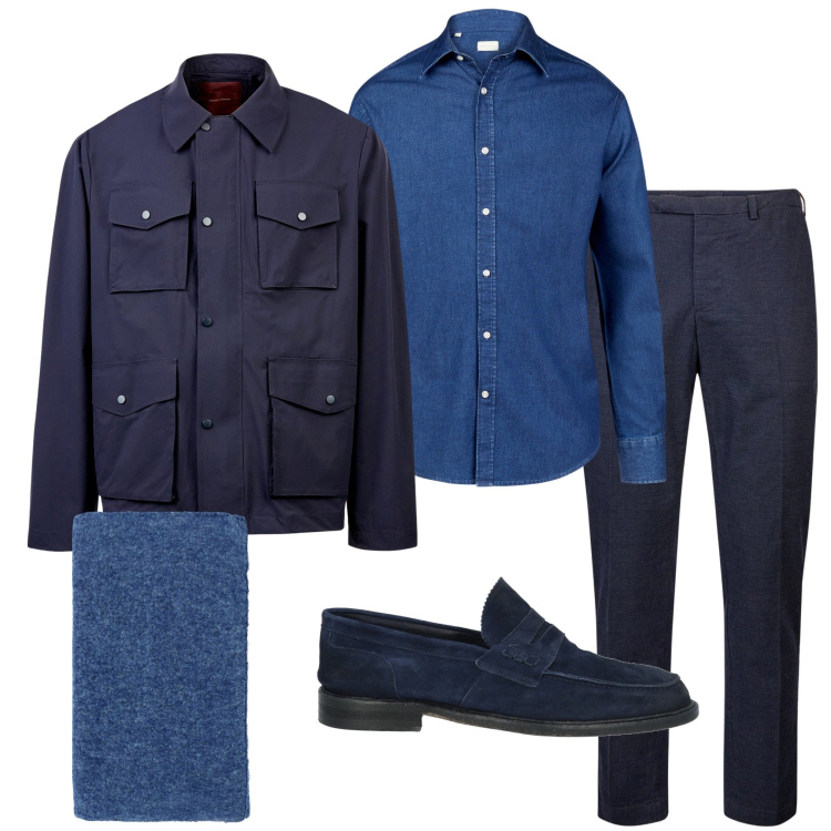 Outfit uomo - Total look #1989077. Stile Business/Elegante per Ufficio. Abbinamento con scarpe stringate, sciarpe, pantaloni, giacche, camicie.