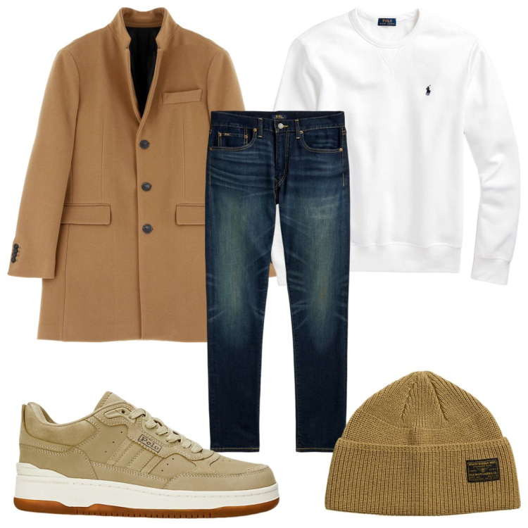 Outfit uomo - Total look #1989127. Stile Casual per Tutti i giorni. Abbinamento con cappotti, felpe, jeans, sneakers, berretti.