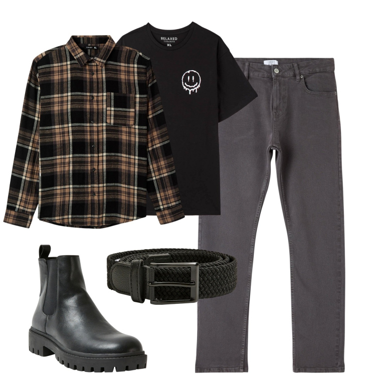 Outfit uomo - Terranova. Stile Urban per Tutti i giorni. Abbinamento con stivali e stivaletti, camicie, t-shirt, pantaloni, cinture.