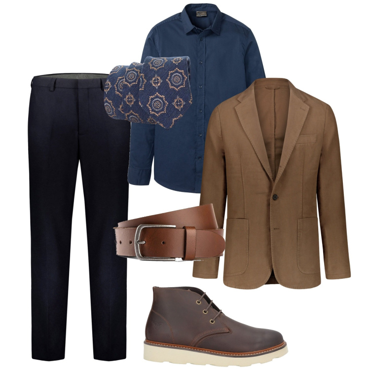 Outfit uomo - In eleganza. Stile Business/Elegante per Serata speciale. Abbinamento con stivali e stivaletti, cinture, camicie, cravatte, pantaloni, giacche.