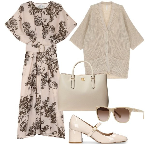 Outfit donna - Maniche a pippistrello. Stile Bon Ton per Ufficio. Abbinamento con vestiti, cardigans, occhiali da sole, borse a mano, décolleté.