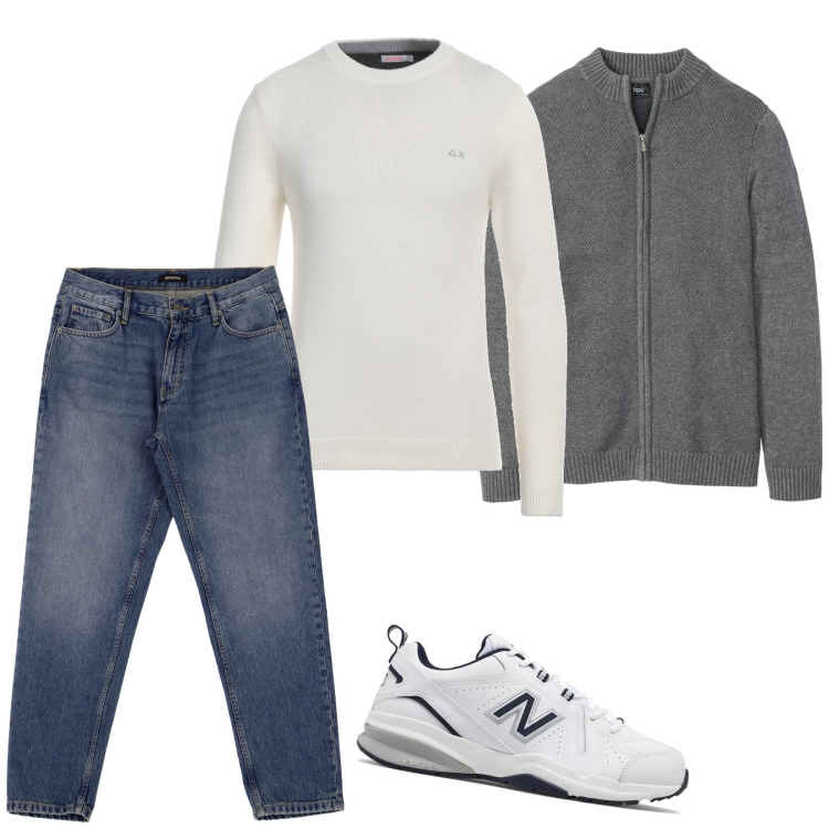Outfit uomo - Con il cardigan. Stile Casual per Tutti i giorni. Abbinamento con cardigans, pullovers, sneakers, jeans.