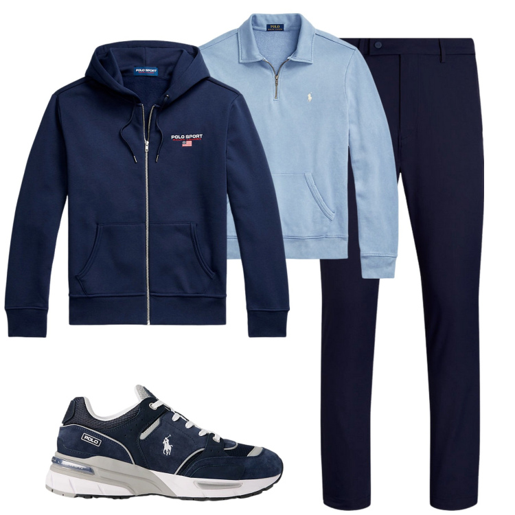 Outfit uomo - Total look #1989295. Stile Casual per Tutti i giorni. Abbinamento con felpe, pantaloni, sneakers, felpe con cappuccio.