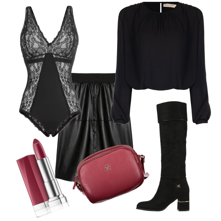 Outfit donna - A cena e poi.... Stile Vintage retrò per Serata fuori. Abbinamento con body, stivali, rossetti, bluse, gonne lunghe, borse a tracolla.
