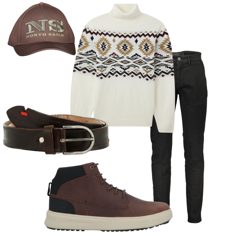 Outfit uomo - Total look #1989483. Stile Casual per Tutti i giorni. Abbinamento con stivali e stivaletti, maglieria, cinture, cappelli con visiera, pantaloni.