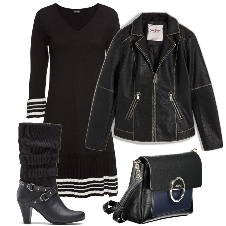 Outfit donna - Total look #1989576. Stile Urban per Tutti i giorni. Abbinamento con vestiti, stivali, blazer, borse a tracolla.